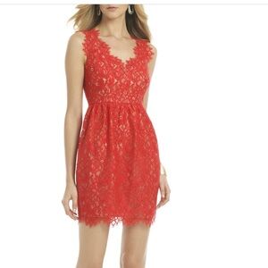 Shoshanna red lace dress size 6